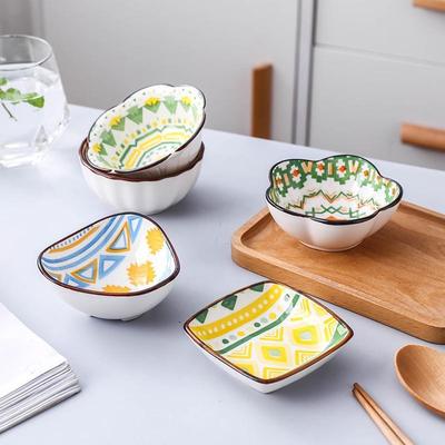 Creativo stile americano piccolo piatto di salsa stile bohémien motivo geometrico piccolo piatto da cucina pratico strumento di condimento per la tavola