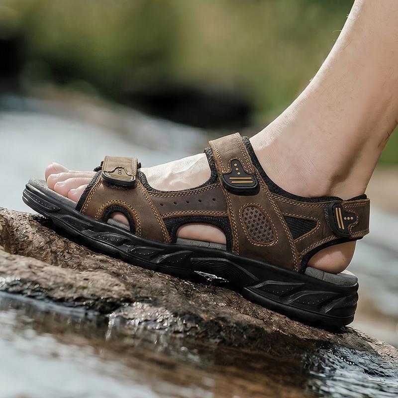 Classics Style Men Sandals Outdoor Walking Summer Shoes Anti-Slippery Beach Shoes Men Comfortable Soft Leather Sandals