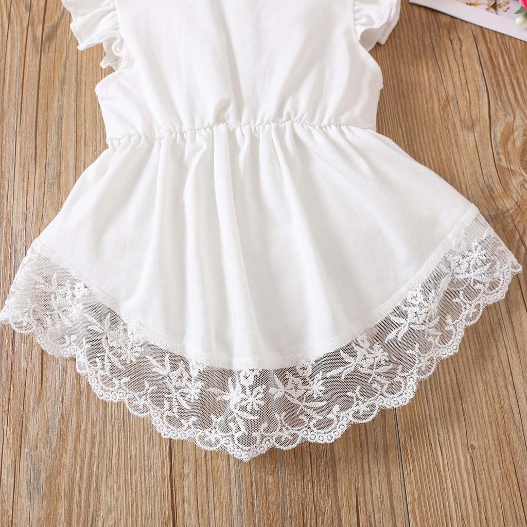 Baby Mädchen Bekleidungsset 0-2 Jahre Kurzarm Oberteile und Shorts Kleinkind Mädchen Spitze Patchwork Outfit Frühling Sommer Tägliche Kleidung für 0-24M