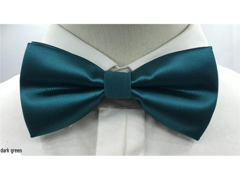 Men's Solid Color Double Layer Bow Tie - Poly Silk, Korean & British Style, Red/Black, Wedding & Best Man Accessory.