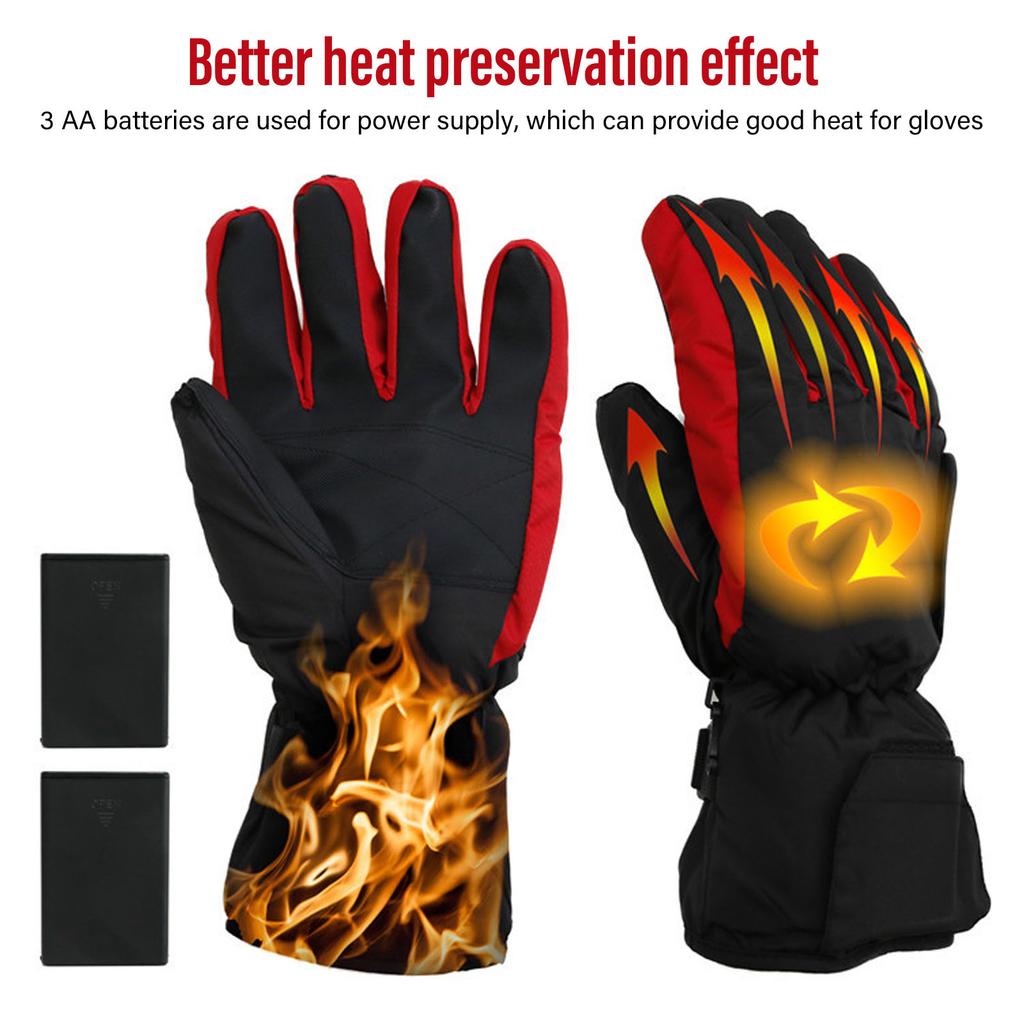 Electric Heated Gloves Polyester Waterproof Battery Powered Winter Heated Gloves for Skiing