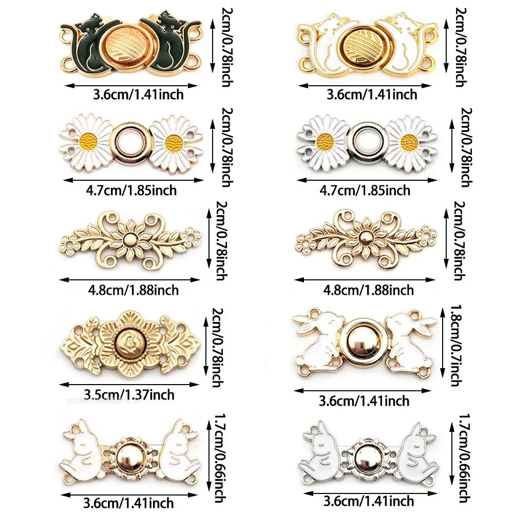 Flowers/cats Pants Tighten Waist Brooches Buckle Pins Waist Clip Adjustable Snap Detachable Button for Jeans Dress