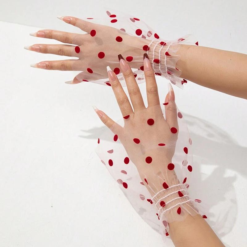 Elegant Detachable Mesh Wrist Cuffs Bracelets Decorative Elastic False Flared Sleeves Sweet Hand Accessories