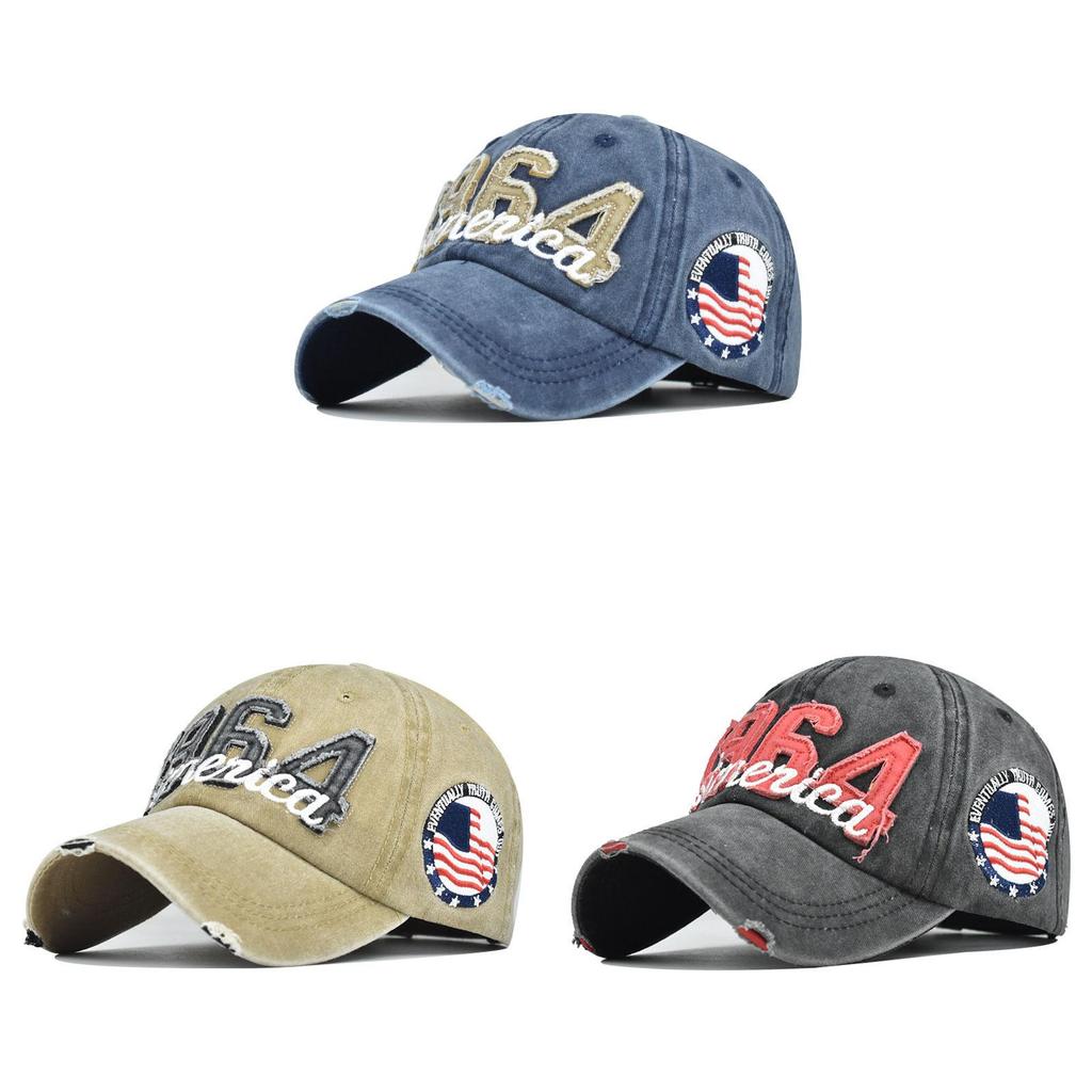 American Street Style Wash Cotton Baseball Cap With 3d Embroidery For Casual Women