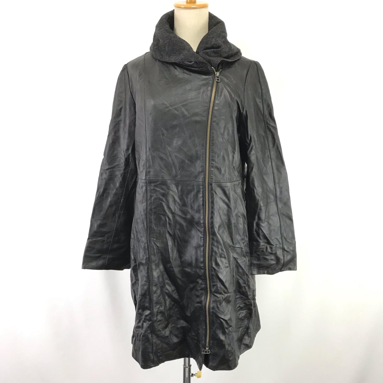 

Zelal Sheepskin Leather Coat 13AR Women XL Black Zip-Up(USED)