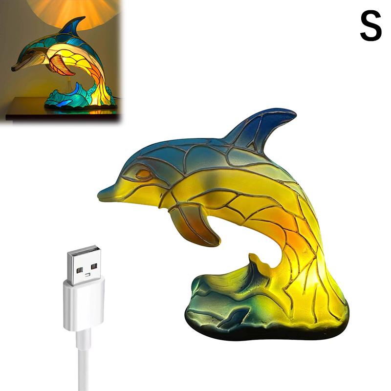 Animal Table Lamp Series,Stained Glass Cat,Dragon,Wolf,Horse,Owl,Dolphin,Turtle,Elephant,Mermaid Table Lamp Night Light