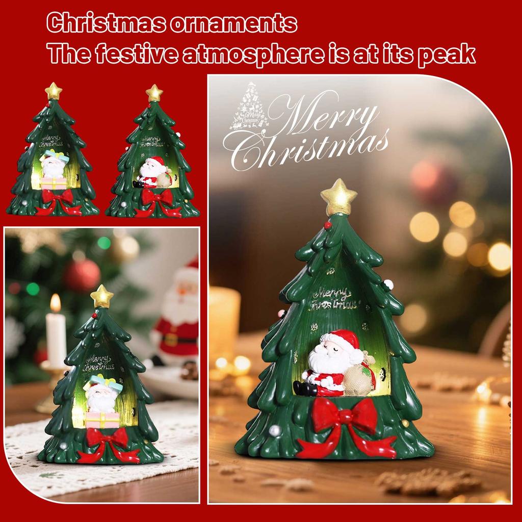 Miniature Resin Christmas Tree Desktop Ornament, 3D Christmas Tree Creative Desktop Ornament, Christmas Light-up Ornament
