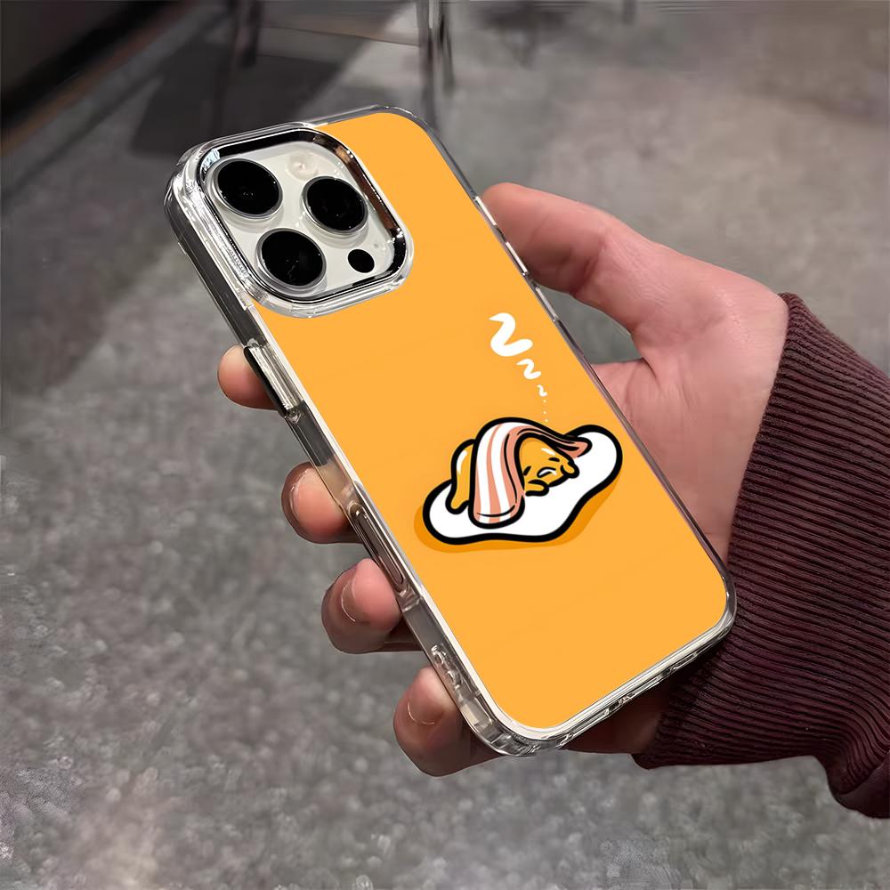 G-Gudetama Egg Cute Phone Case For IPhone 17 Air 16 E 15 14 13 12 11 Plus Pro Max Electroplated Transparent Soft Shell