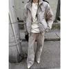 Cement Gray Winter Warm Fur Collar Cotton Harrington Bomber Jacket