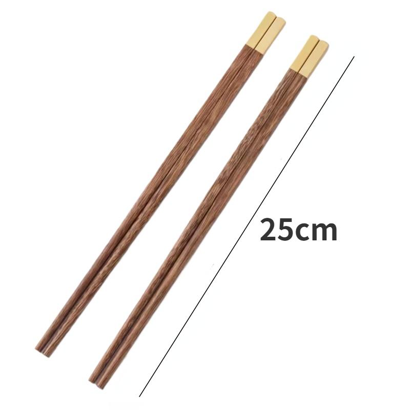 Chicken Wing Wood Chopsticks for Home Use Hotel High Grade Solid Wood Chopsticks Set Metal Head Lacquerless Waxless Chopsticks