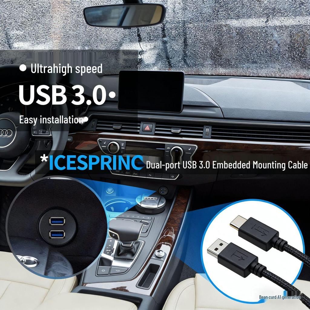 Waterproof Dual USB 3.0/2.0 Extension Cable for Car, Motorcycle, or Boat Dash
