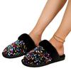 Mode Glitzernde Pailletten Hausfellpantoffeln Damen 2024 Winter Warm Plüsch Flache Baumwollschuhe Frau Indoor Schlafzimmer Weiche Sohle Flauschige Pantoffeln