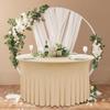 4/5/6ft Spandex Round Wedding Table Cover Wrinkle Free Stretch Fitted with Ruffle Skirt For Baby Shower Wedding Party Banquet