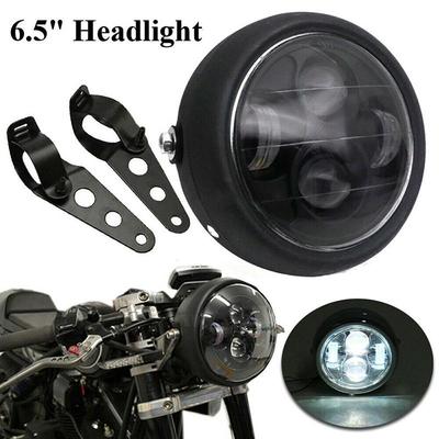 6.5" Motorcycle Headlight Round LED Headlamp Projector W/Bracket for Cruisers Chopper Cafe Racer Bobber Head Light Faros De Moto