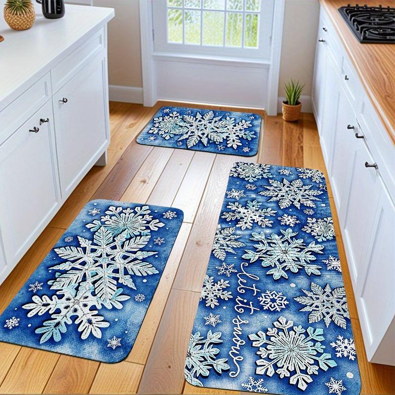 1Pcs Anti Fatigue Kitchen Rugs, Snowflake Print Waterproof Non-Slip Thick Cushioned Kitchen Mat Heavy Duty Comfort Standing Mat for Kitchen
