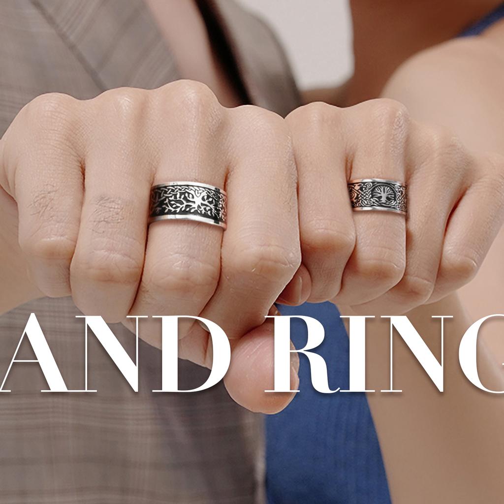 Vintage Viking Style Nordic Love Knot Wolf Men's Ring Defense Dragon Hiphop Rock Punk Women Tree of Life Couple Finger Ring Gift