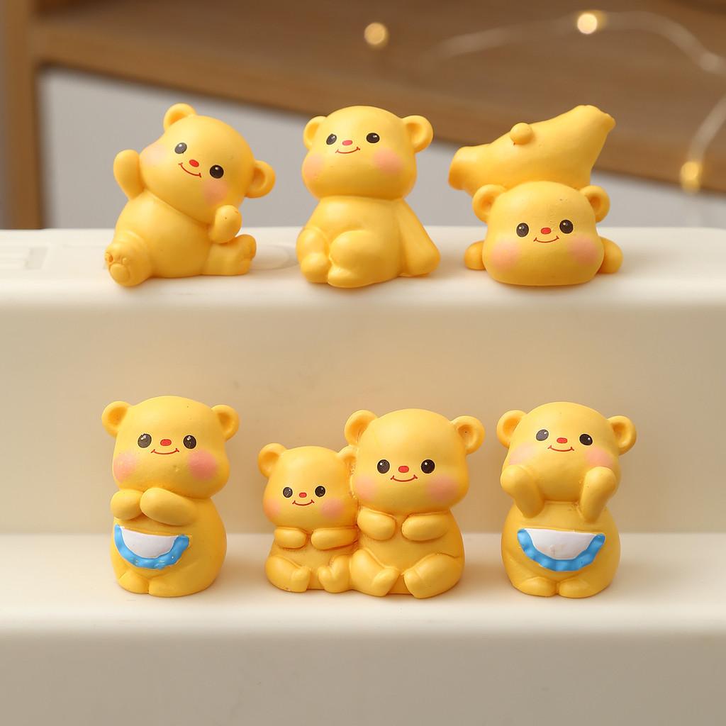 Yellow Cartoon Bear Resin Desk Decor With Cute Design For Kids And Collectors
