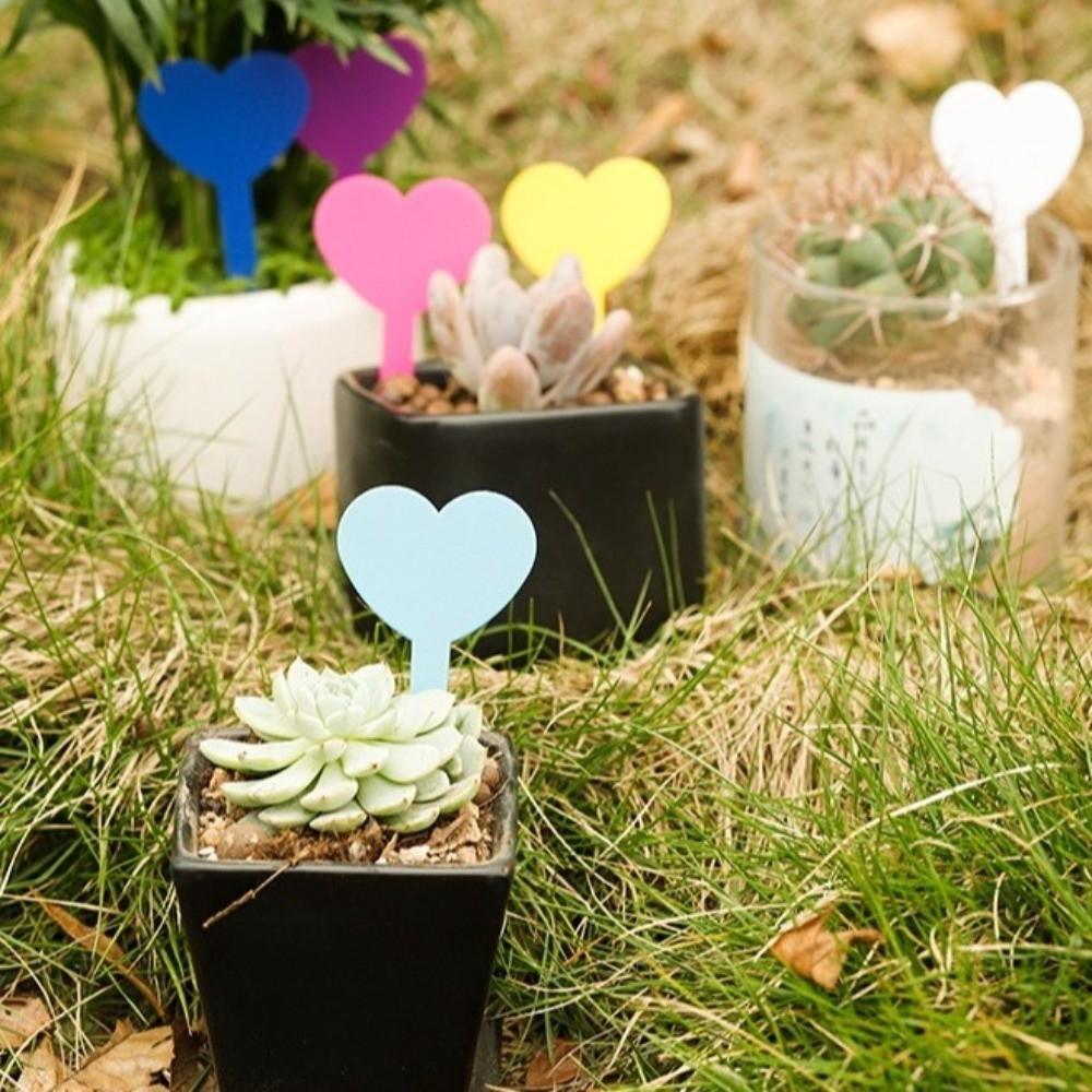 100PCS Waterproof Plant Labels Tags Heart Shaped Reusable Succulent Signage Durable Plant Growth Label Succulents Identification