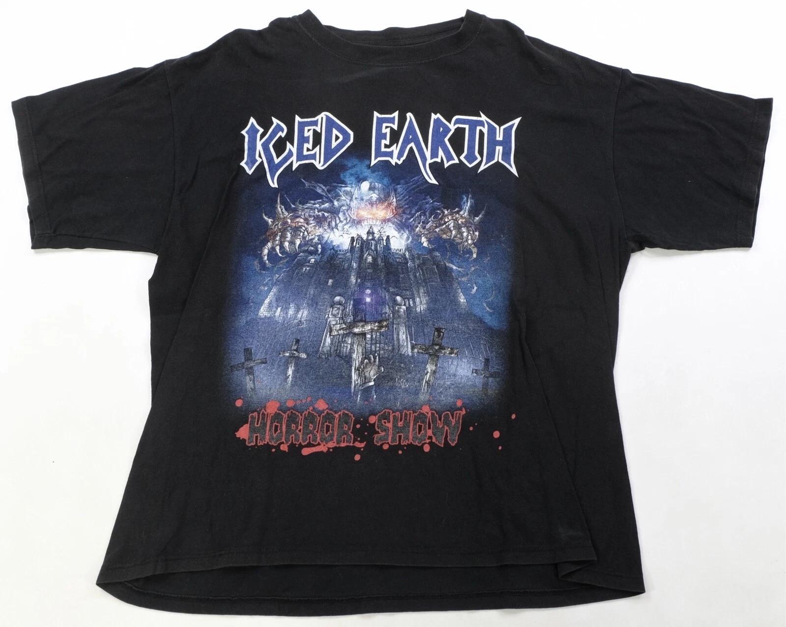 Rare Vintage Iced Earth Horror Show Euro Tour 2002 T Shirt 2000s Rock Band Black XL