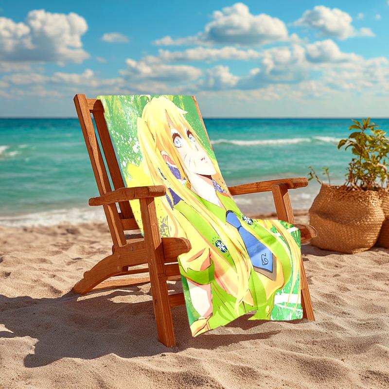 1pc Yellow Cat Schoolgirl Cartoon Quick Dry Microfiber Bath Towel for Swimming Surfing Camping Unisex Holiday. SJT7201187