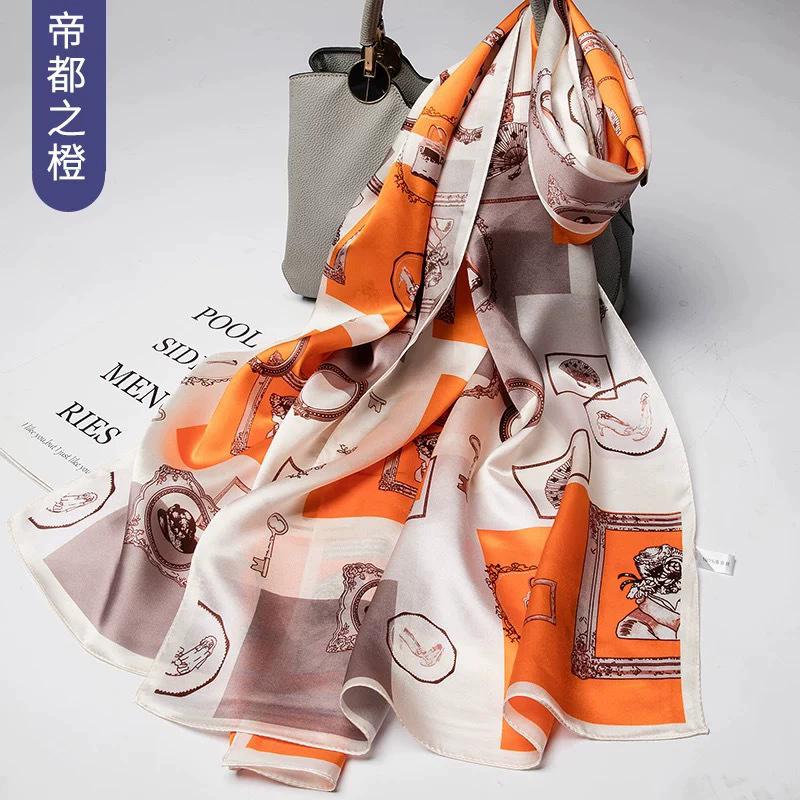 New 100% Natural Real Silk Scarf Women Luxury High Quality long  Fashion Neckerchief Lady Shawl Wraps Hijab Bandana Scarves