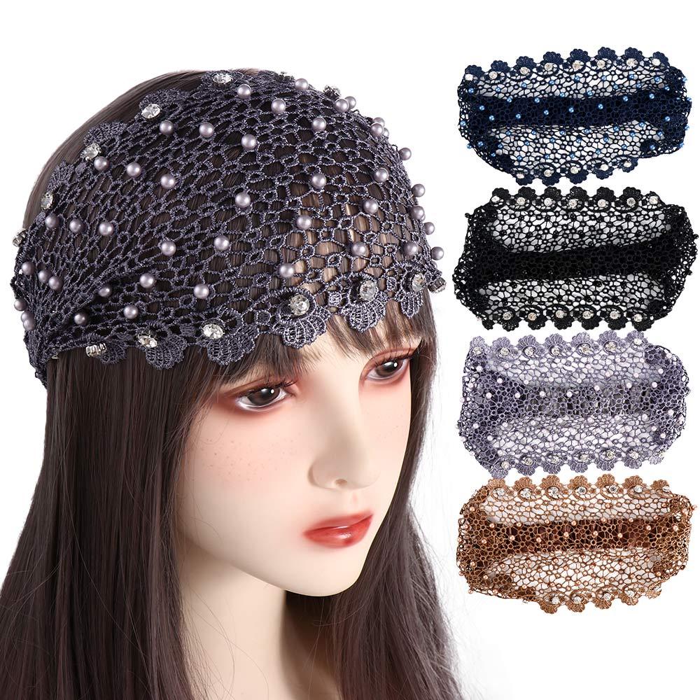 Rhinestone Mesh Headdress Headwear Wide Rhinestone Headband Korean Style Hair Band Mother Hair Hoop