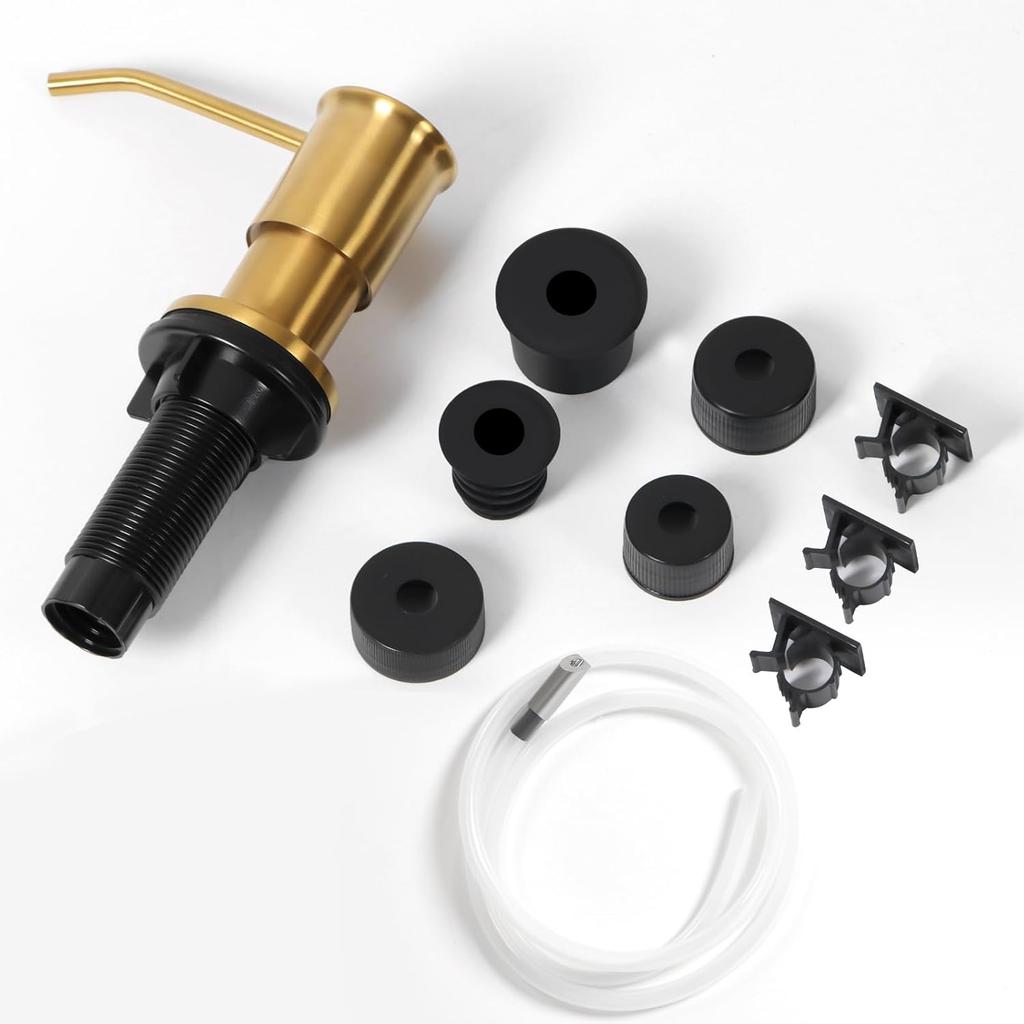 Soap Dispenser for Kitchen Sink, Brushed Gold Built In Soap Dispensers, Stainless Steel Sink Soap Dispenser or Lotion Dispenser Pump with 47"