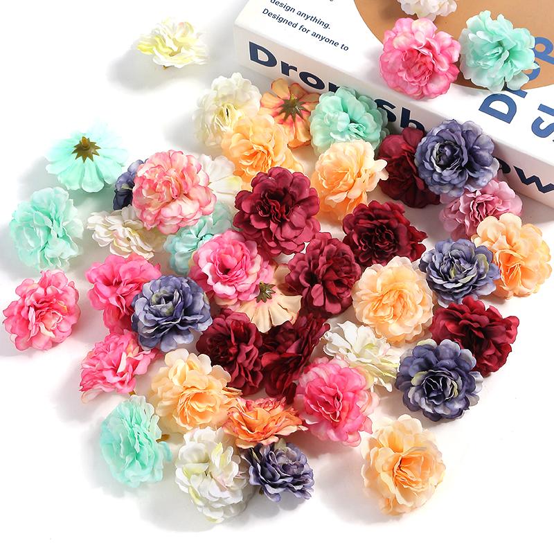 

10/20PCs Silk Artificial Flowers 4.5cm Rose Fake Flowers for Wedding Party Decoration Home Decor Wreath DIY Handicraft Accessory 10Pcs