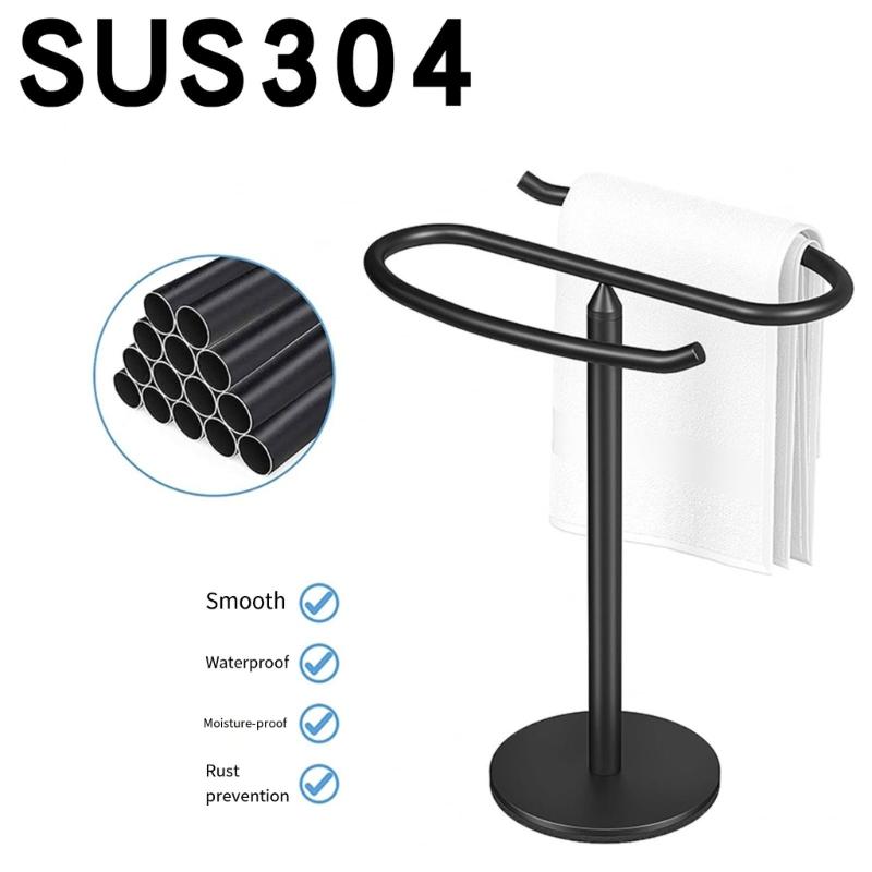 Towel Stand S Shaped Bath Towel Rack with Nonslip Base Countertop Jewelry Towel Holder for Bathroom & Kitchen Use