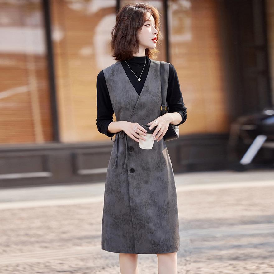 Vest Dress Bottoming Shirt Two-piece Women's Clothing Spring New Fashion Temperament Age-reducing Suit Skirt