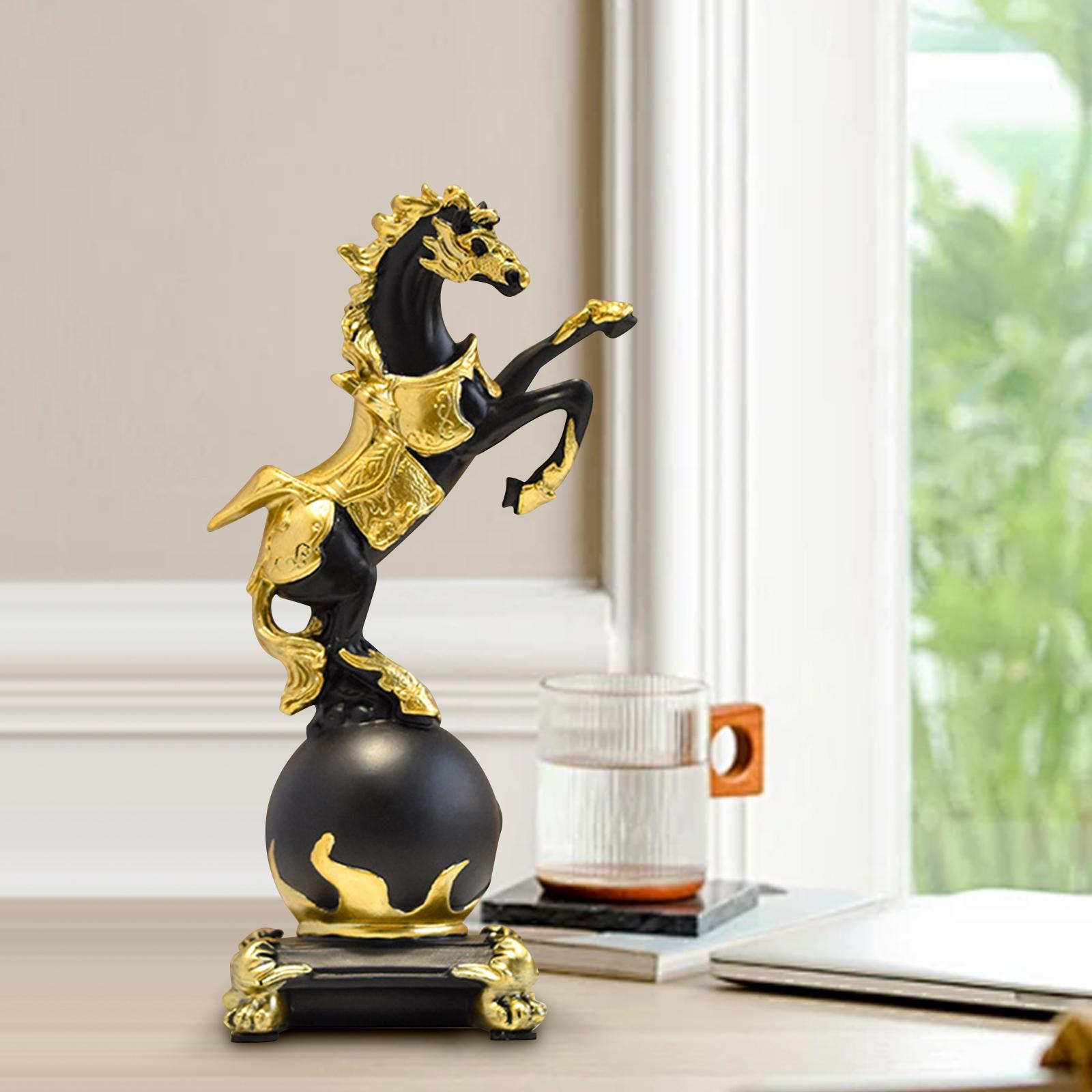 

Horse Figurine Decorative Statue Resin Nordic Style Collectible Animal Sculpture Desktop Ornament for Cabinet Shelf Office
