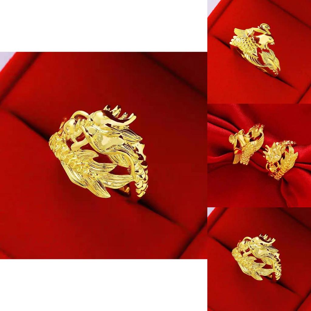 Beautifully Crafted Dragon And Phoenix Couple Rings In Antique Retro Chinese Style