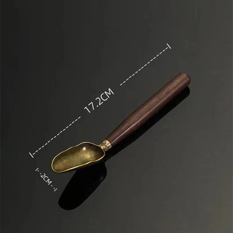 2/1 шт. Винтажная черная чайная ложка с ручкой из массива дерева, чайная ложка, ретро-лопатка для чая, аксессуары для церемонии чаепития Кунфу, чайная ложка, подарок