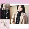 Elegant Korean Style Long Necklace For Women Featuring Geometric Pearls And Chains