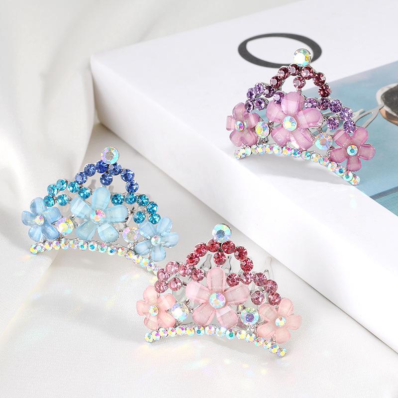 Children'S Hair Accessories Princess Crown Crystal Diamond Hairpin Fashion Hair Comb Comb Performance Princess Crown
