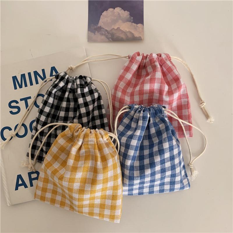 Small Fresh and Simple Large Square Cotton and Linen Drawstring Bundle Mouth Bag Storage Candy Tea Bag