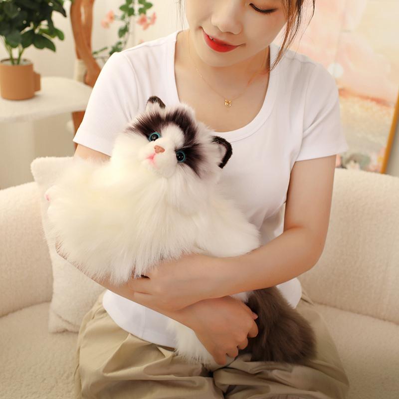 Søt Simulering Plysj Klutdukke Katteleke Myk Tegneserie Kosedyr Fluffy Hjemmedekor Gaver Til Jente