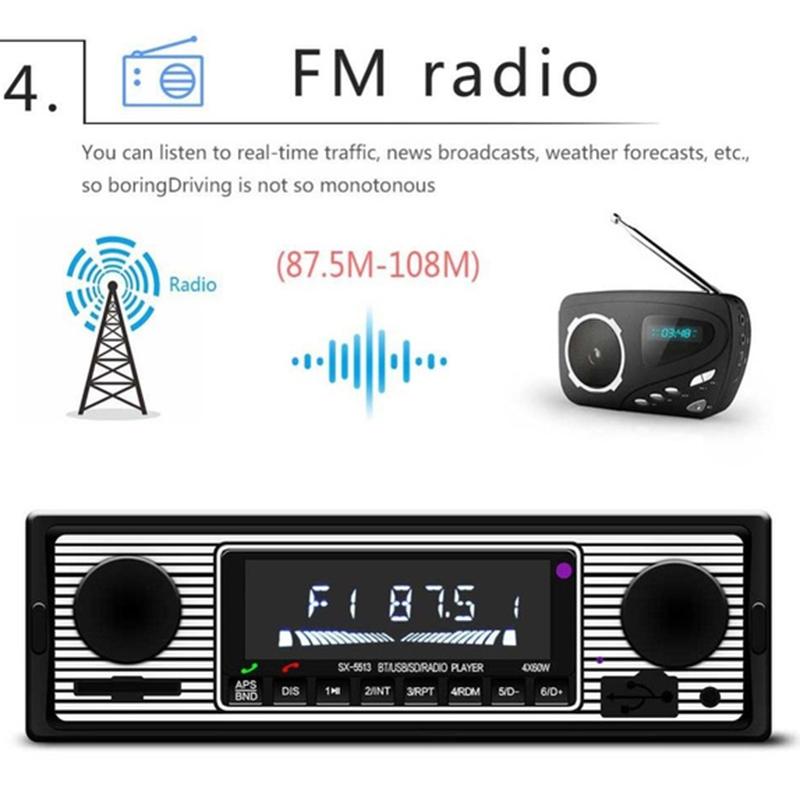 Bluetooth Retro Car Radio Mp3 Player Stereo Usb Aux Classic Car Stereo-Audio