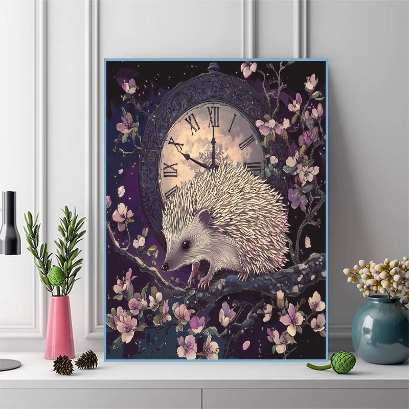 Purple hedgehog Pattern  3pcs 100% Round Full Drill 5D DIY Diamond Painting Embroidery Cross Stitch Rhinestone Décor
