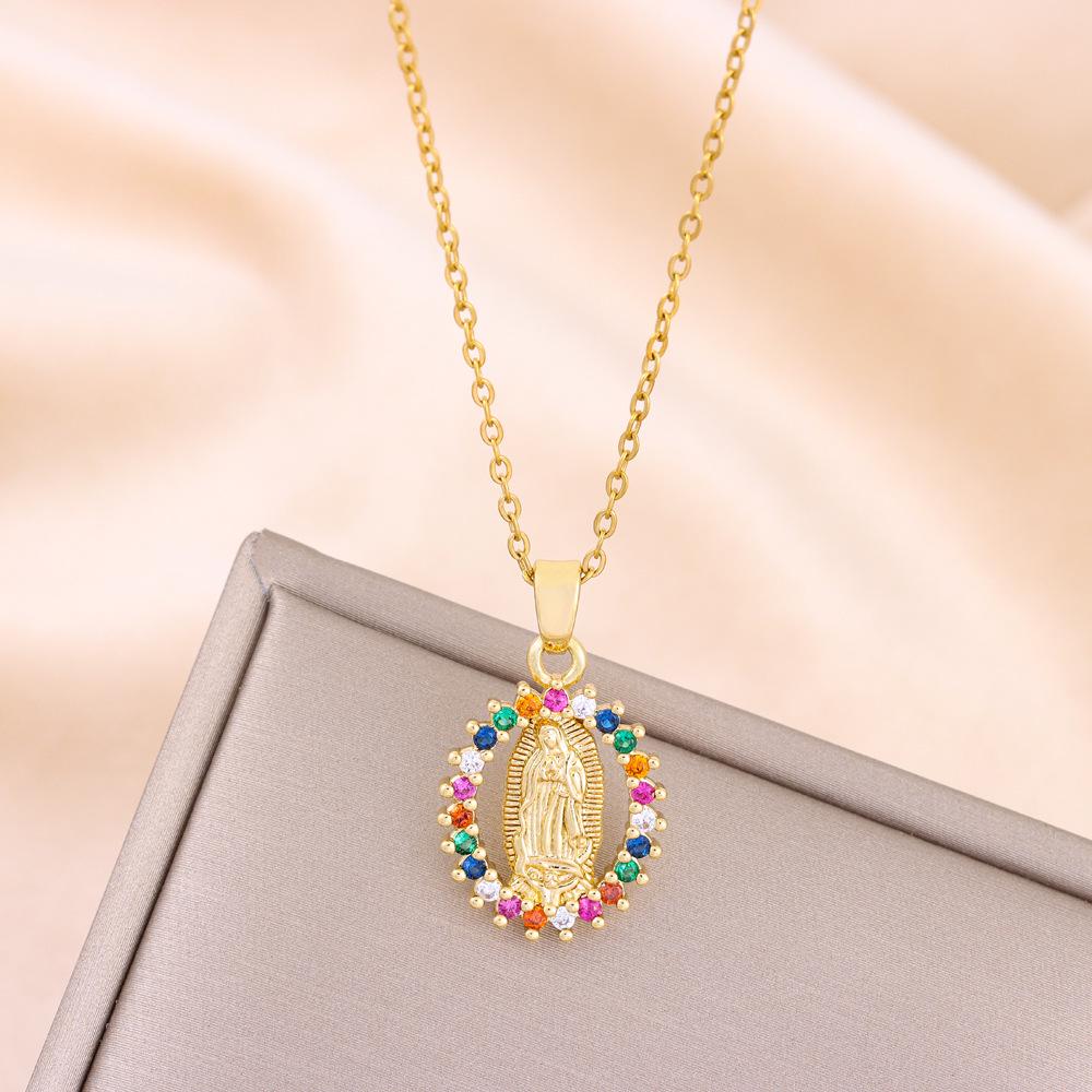 Bohemian Colored Diamond Goddess Titanium Steel Necklace - Women's Stainless Steel Clavicle Chain