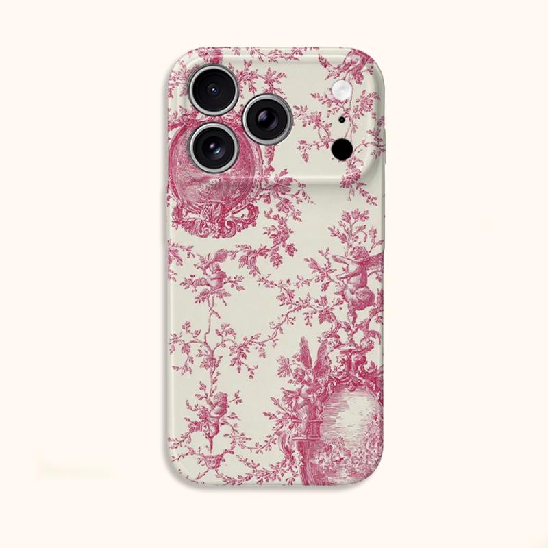 Classic Vintage French Toile Ditsy Botanical Print Pattern Art Design Film Aesthetic Protective Shockproof Bumper Case Cover For iPhone 14 15 16 Pro