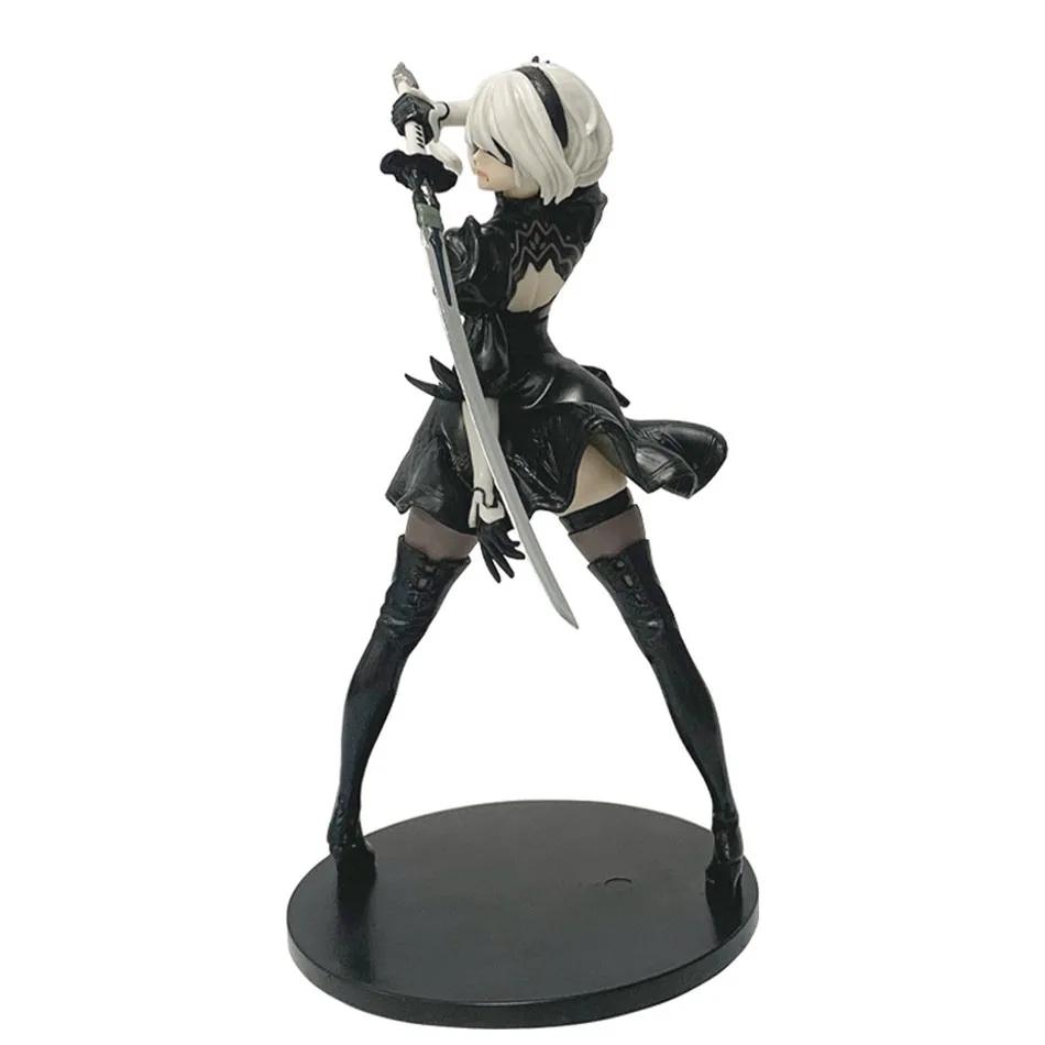 Figurine Anime Yorha 2B Série Noir et Blanc 18CM Figurine d'Action à Collectionner en PVC Modèle Poupée Statuette Cadeau