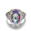 WOSIKATE Vintage Hollowed-out Colorful Round Zirconia Ring For Women  CopperPlated Fashion Jewellery Engagement Finger Ring