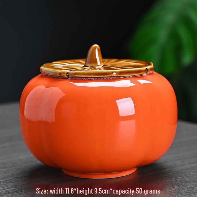 Shangqi Large Ceramic Persimmon Tea Caddy Set