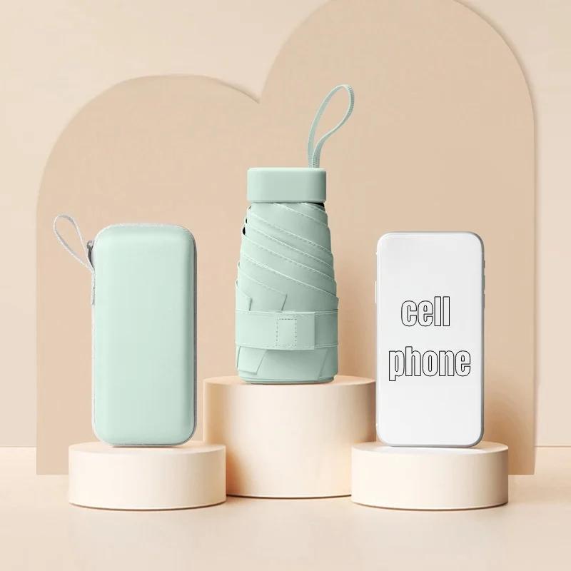 Small 6 Ribs Portable Sun Umbrella Parasol Rain and Shine Dual Use Women's umbrella Pocket Umbrella ultraviolet proof