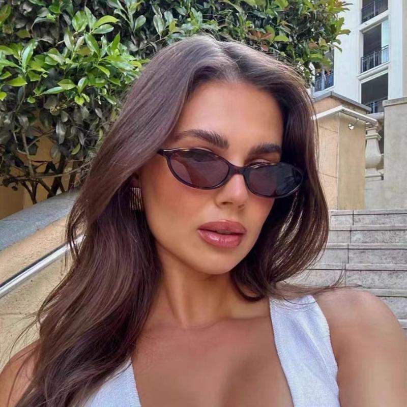 Retro Oval Frame Sunglasses Fashion Personalized Trendy Small Frame Sunglasses Punk Cat Eyes Sunshade Sun Protection Glasses