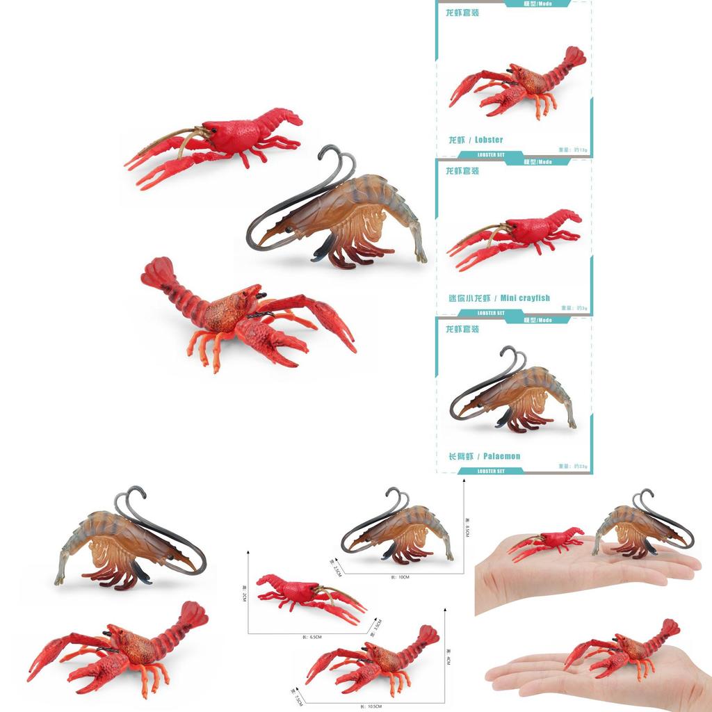 Detailed Plastic Lobster And Shrimp Models For Realistic Aquatic Themed Decor