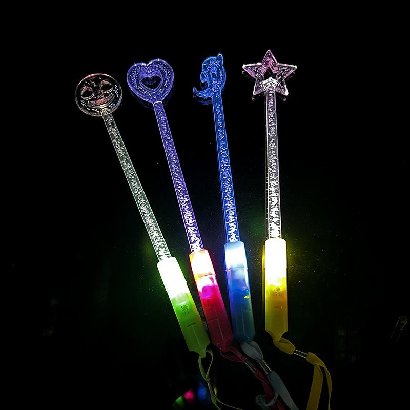 LED Fiber Optic Stick: Flashing, Star Moon, Bubble & Threaded with Button Switch