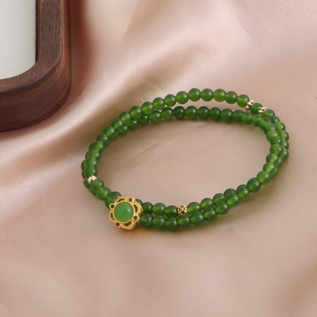 Bracelet Natural Stone Jasper Double Layer Bracelet Inlaid Jasper Accessories Crystal Bracelet National Style Retro Accessories