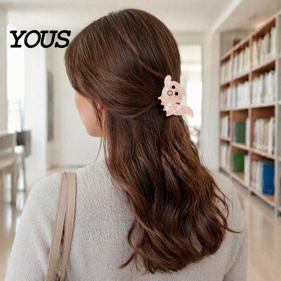 Medium Length Hair Clip Halloween Claw, Cute Ghost Gripper, Firm Grip with Elastic Gripper Shimmer for Long Hair, Comfortable Stylish Accessories